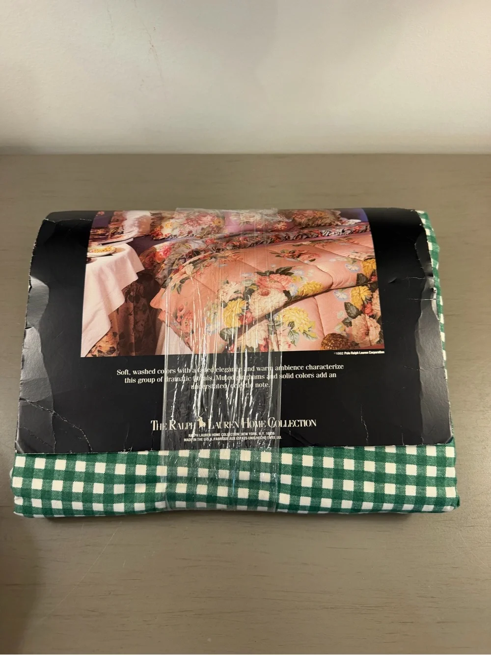 Ralph Lauren Wendy Gingham Queen Size Fitted Sheet Green Cotton NEW Open Package